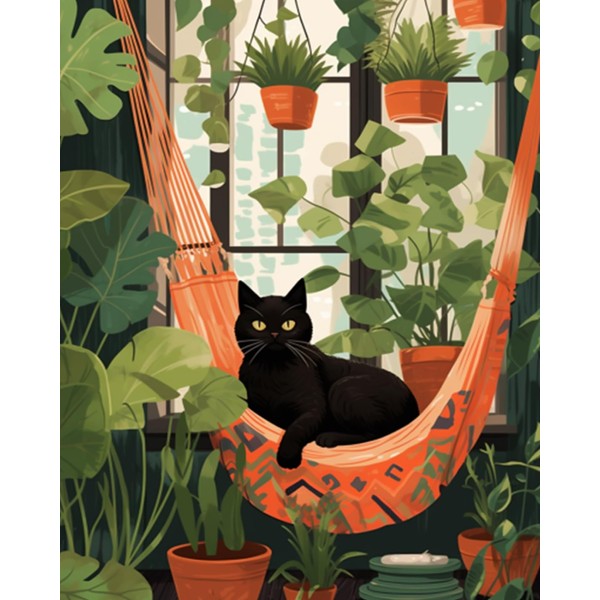 Cat and Pottings DIY Paint by Numbers for Adults Black