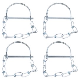 INCREWAY Shaft Locking Pin, 4PCS 6mm Carbon Steel Round Loop Wire Lock Pin with Chain Safety Coupler Pin for Track Farm Lawn