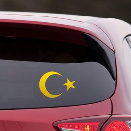NBFU DECALS Islam Muslim Halfmoon Star (Metallic Gold) (Set of 2) Premium Waterproof Vinyl Decal Stickers for Laptop Phone Accessory Helmet Car Window Bumper Mug Tuber Cup Door Wall Decoration
