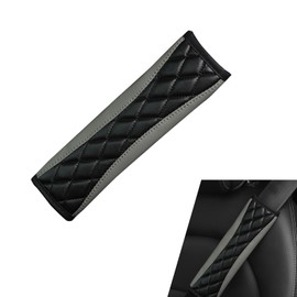 Ferianl Car Seat Belt Covers, Soft Leather Seatbelt Shoulder Strap Covers, Safety Seatbelt Comfort Driving Cushion Protect Your Neck and Shoulder Compatible with Car, Truck, SUV (Gray)