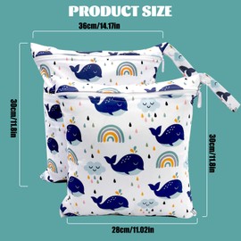 Criveple Nappy Bag, Wetbag Organiser Bag, Reusable Wet Bag, Wet Bags for Nursery, Travel, Gym, Swimming Items, Blue whale, Wetbag