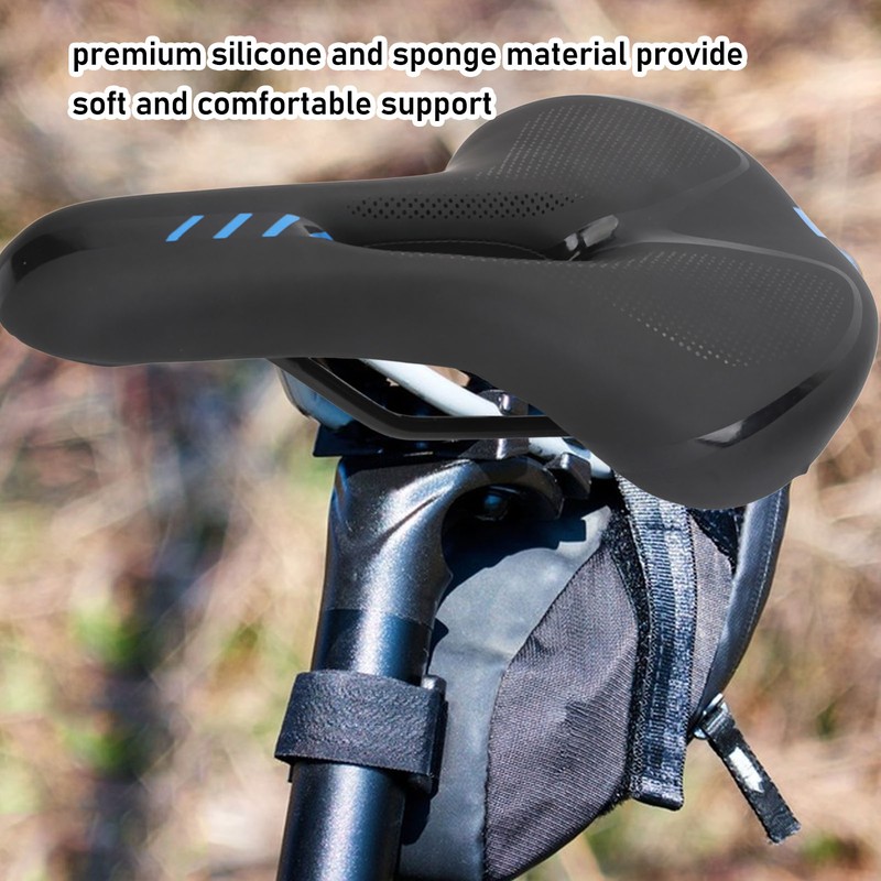 Road Bike Saddle Black Hollow Ergonomic Soft Silicone Sponge Tail