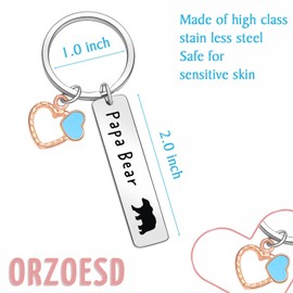 ORZOESD Fathers Day Keychain For Papa Keychain Birthday Jewelry For Dad Keychain Grandpa Gifts Dad Christmas Jewelry Papa Bear Gift Bear Lover Keychain Husband Valentines Day Jewelry New Parents