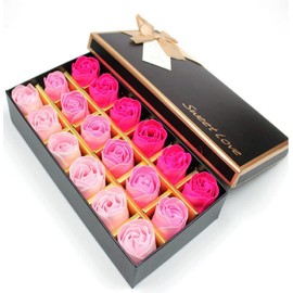 Binnan Pack of 18 rose scented soaps, rose flower scented soaps with gift box for birthdays