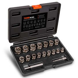 THINKWORK Bolt Extractor Kit, 18-Piece Nut Extractor Socket Set, 3/8" Drive Rounded Bolt Remover, Lug Nut Removal Tool for Damaged, Rusted, Rounded-Off, Stripped Fasteners