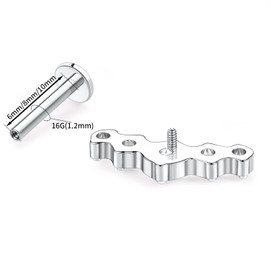 hengkaixuan 16G G23 Titanium Flatback Labret Studs, Internal Thread Lip Studs, Tragus Piercing, Monroe, Medusa Lip Piercing, Silver Lobe Cartilage Conch Earring Jewellery, 6 / 8 / 10 mm, Metal