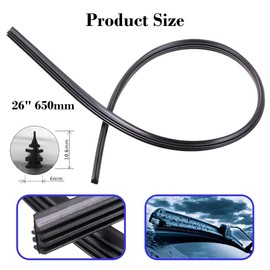 Windscreen Wiper Rubber, Windscreen Wiper Rubber, Windscreen Wiper Replacement, Boneless Wiper Blade, Made of High-Quality Rubber, Pack of 8, 26 Inch/650 mm
