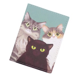 Caviotess Cute Cat Puppy Passport Holder Waterproof Leather Passport Cover Card Case Travel Wallet for Kids Teens Adults