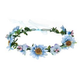Lucky Summer Women Flower Headband Flower Girls Floral Crown Wreath Wedding Headpiece Maternity Photo Prop (Blue)