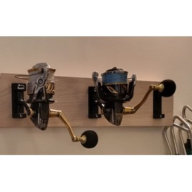 ReelH Wall Mount Fishing Reel Holder 4 Pack (Large 4500-5000 Sized Reels, Black)