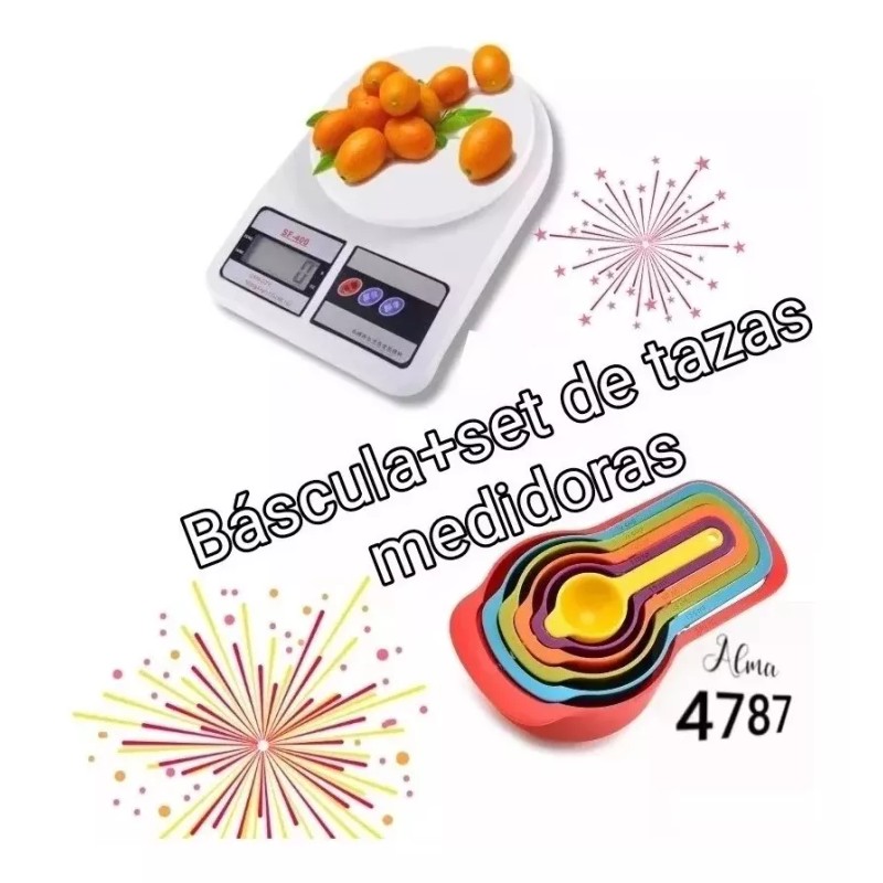ML 1 Bascula Cocina + Set De Tazas Medidoras Repostería