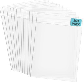 LOTMER 100 PACK Acid-Free Crystal Clear Sleeves Storage Bags, 8.5x12 Inch Sealed Plastic Bags for 8x10 Photos, Poster, File
