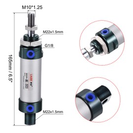 sourcing map Pneumatic Air Cylinder Double Action MAL25X25 25mm Bore 25mm Stroke with Y Connector and 4Pcs Quick Fitting Set