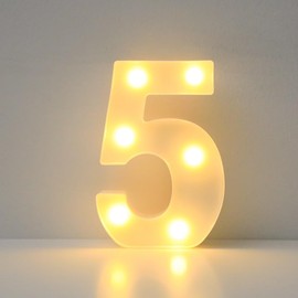 JYB Hopefuture LED Numbers 3D Lamp Illuminated Numbers, Decoration Numbers Night Light Lamp 0 1 2 3 4 5 6 7 8 9, for Wedding, Birthday, Party, Christmas Lamp (5)