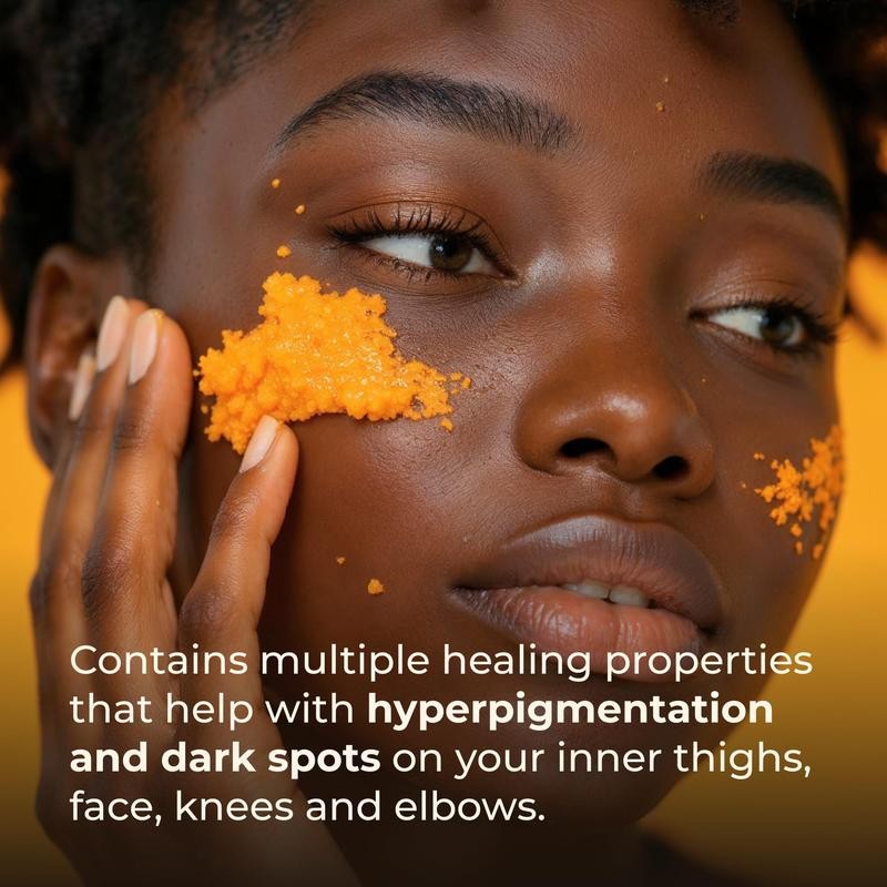 Glo Melanin Turmeric Brightening Scrub for Hyperpigmentation and Exfoliation, w/