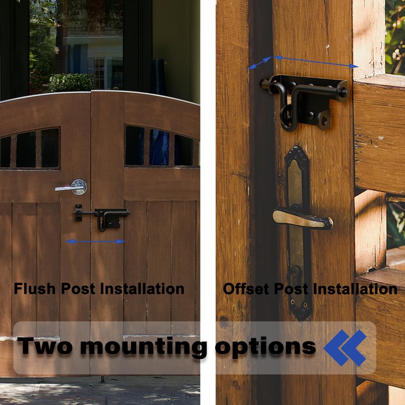 Black Heavy Duty Slide Bolt Gate Latch with Padlock Hole,