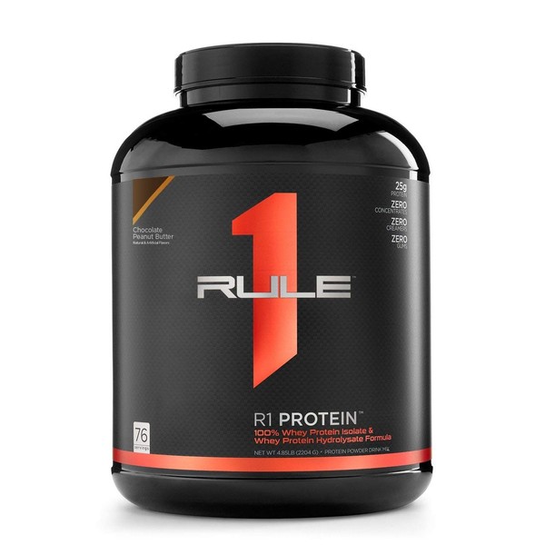 R1 Protein Whey Isolate/Hydrolysate, Rule 1 Proteins (76 Servings, Chocolate Peanut Butter)