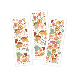 Junapack 12 Bookmarks + 12 Gift Bags (Natural) + 12 Stickers Fairies Party Bags Guest Gift for Children's Birthday Girls