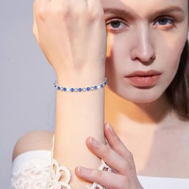 Suyi Tennis Bracelet Birthstone Cubic Zirconia Bracelet Silver Silder Bracelet Birthday Jewellery September Birthstone Bracelet