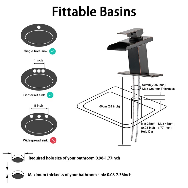 AVSIILE LED Bathroom Sink Faucet, Oil Rubbed Bronze Waterfall Single