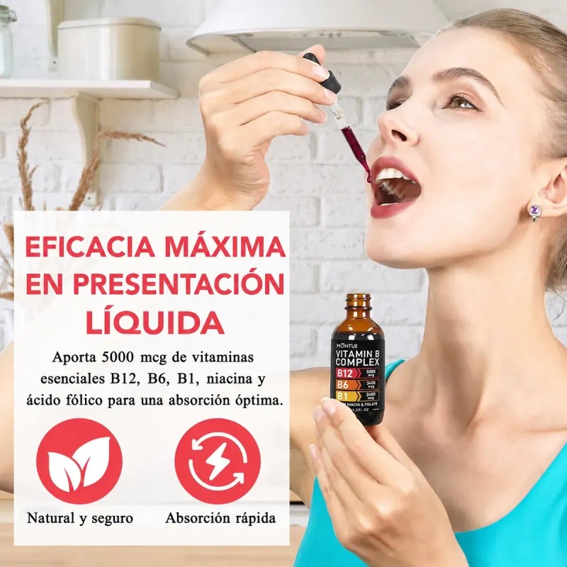 Montue Complejo De Vitamina B Líquido Con B12, B6, B1