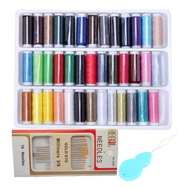 39 Colors Sewing Thread Set - 175 Yards Polyester Sewing Thread - Spool Sewing Kit with 16 Sewing Needles and 1 Needle Threader Perfect for Travel and Home Use
