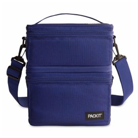 PackIt MOD 3-IN-1 Lunch Box, True Blue, Triple Function System, Insulated and Freezable with ECOFREEZE Technology, Removable Crossbody Strap, Top Handle, Designed for Fresh Office or Work Lunches