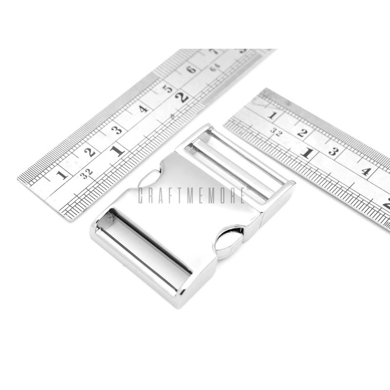 CRAFTMEMORE 1 inch Metal Curved Side Release Buckle Adjustable Clip