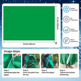QCFDLCX 4 Pack Plant Covers Freeze Protection(71" x 47.3"),2.82 oz/sq yd Non-Woven Fabric,Frost Covers with Zipper Drawstring Plant Protection Cover Bags for Outdoor Winter Frost Cold Weather