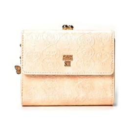 ANNA SUI Rose Heart Bifold Wallet for Women, beige