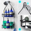 Meangood Shower Caddy Over Shower Head, Black Anti-Swing Hanging Shower