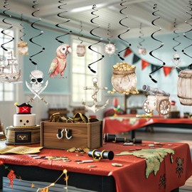 40 Pack Pirate Hanging Decorations – Treasure Hunt Birthday Decorations for Boys, Pirate Party Supplies and Nautical Adventure Theme Decor