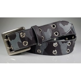 Long Belt: SeaLand Double-holed Camouflage Pattern Belt Waist 19.7 to 51.2 inches (50 to 130 cm), Width 1.6 inches (40 mm), Black, Made in Japan