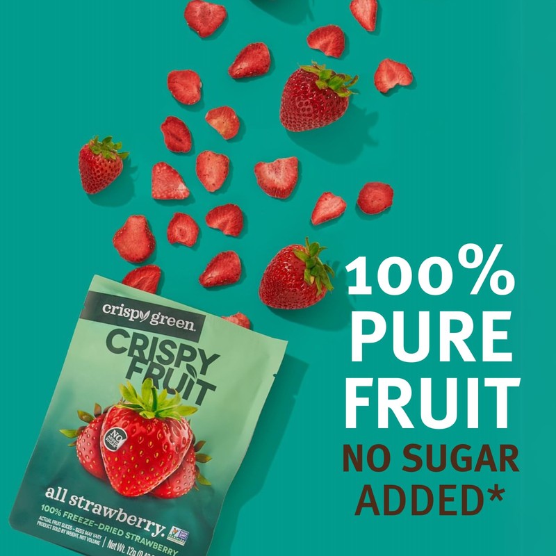 Crispy Green Natural Freeze-Dried Fruit, Strawberry Single-Serve, No Sugar Added,