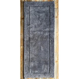 KEMA Bath Mat for Bathroom, Tub, 24 x 60 inches 100% Cotton, Non- Slip, Absorbent, Bathmat for Bathroom Floor Runner Rug for Bath Tub, Shower, Washable, Frost Gray