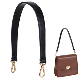 9 cm Bag Handle, Shoulder Strap, Black, Women's Leather Shoulder Strap, Short Handbag Handle, PU Leather Bag Handle with Carabiner Hook, Bag Strap for Bags, Wallets, Shoulder Bag Strap