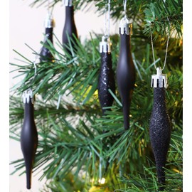Christmas Concepts® Pack Of 15-8.5cm Droplet Baubles - Matte & Glitter Design - Christmas Baubles (Black)