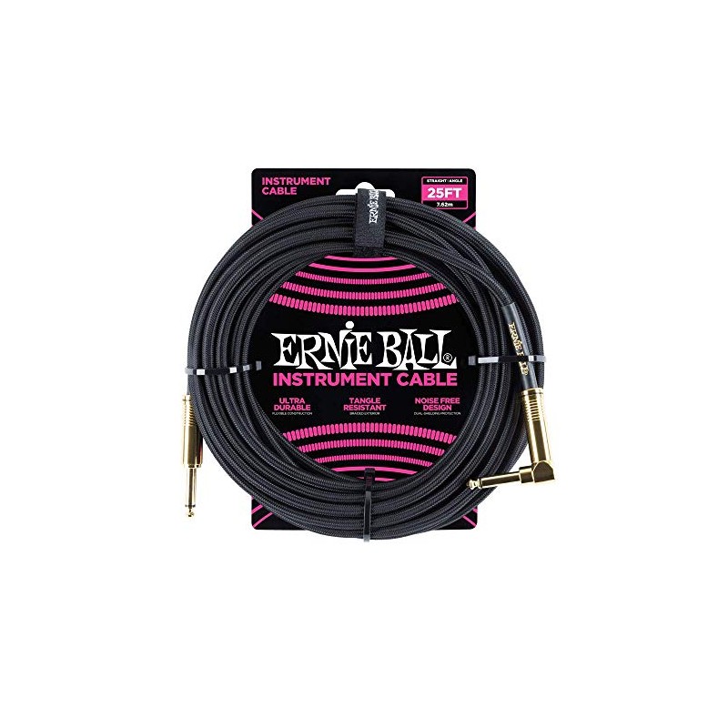 Ernie Ball - Cable trenzado para instrumentos, recto/acodado, 7,6 m,