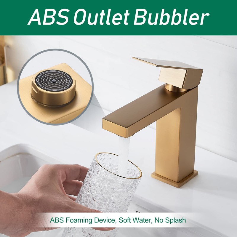 VOTON Brushed Gold Bathroom Faucet, Modern Bathroom Faucet 1 Hole,