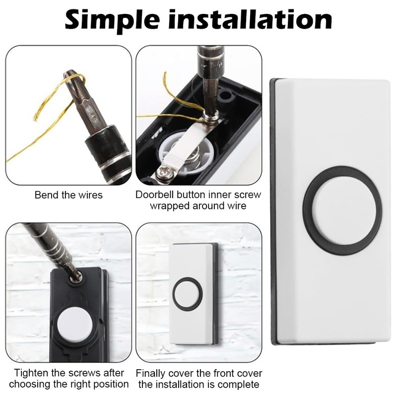 Wired Doorbell Button – Weatherproof Wall-Mounted Push Button with 2