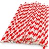 50 x Red and White Stripe Paper Drinking Straws Biodegradable