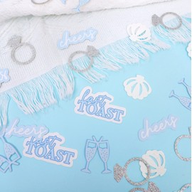 200psc Last Toast on the Coast Confetti - Bachelorette Party Decorations, Ocean Bridal Shower, Beach and Coastal Party Decor, Shimmery Seashell and Ring Confetti