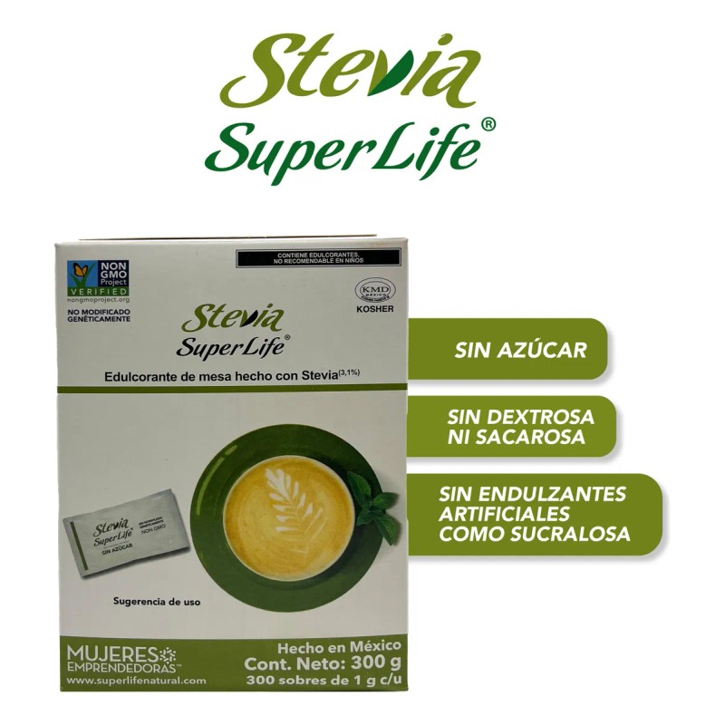 Stevia Super Life 300 Sobres Sin Azúcar Sabor Mejorado