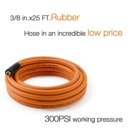 Giraffe Rubber Air Hose, 3/8 inch x 25 ft, 1/4 in. MNPT Fittings, 300 PSI Heavy Duty, Lightweight Air Compressor Hose