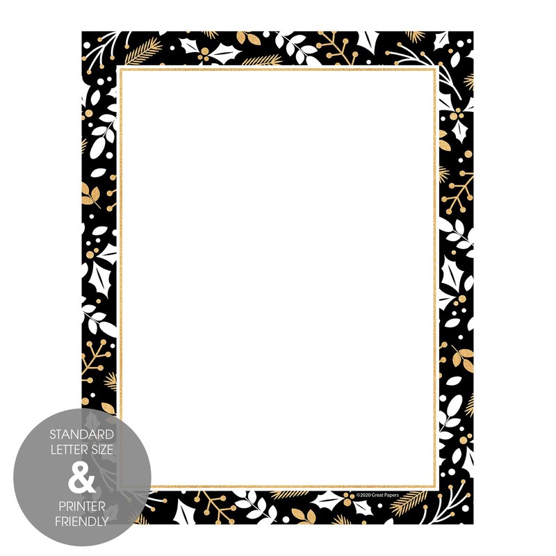 Great Papers! Black And Faux Gold Holiday Letterhead / 80