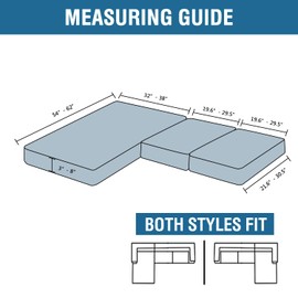 H.VERSAILTEX Velvet Stretch Sectional Couch Covers, 3 Pieces, L-Shaped with Separate Cushions - For Both Left/Right Couch Types (Large Sofa 2 Seater + Chaise, Grey Striped)