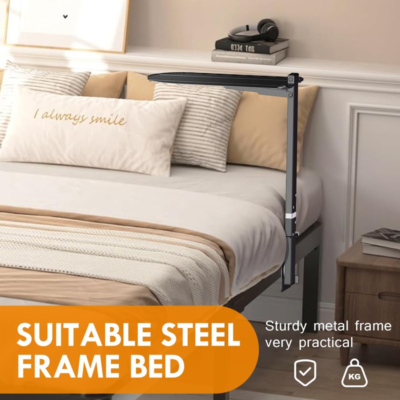 16.8" Metal Platform Bed Frame Folding Table,Bedside Clip-On Nightstand for