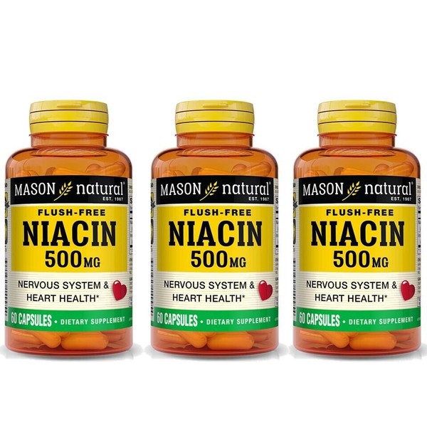 Mason Natural NIACIN 500MG FLUSH FREE 60 X 3 =