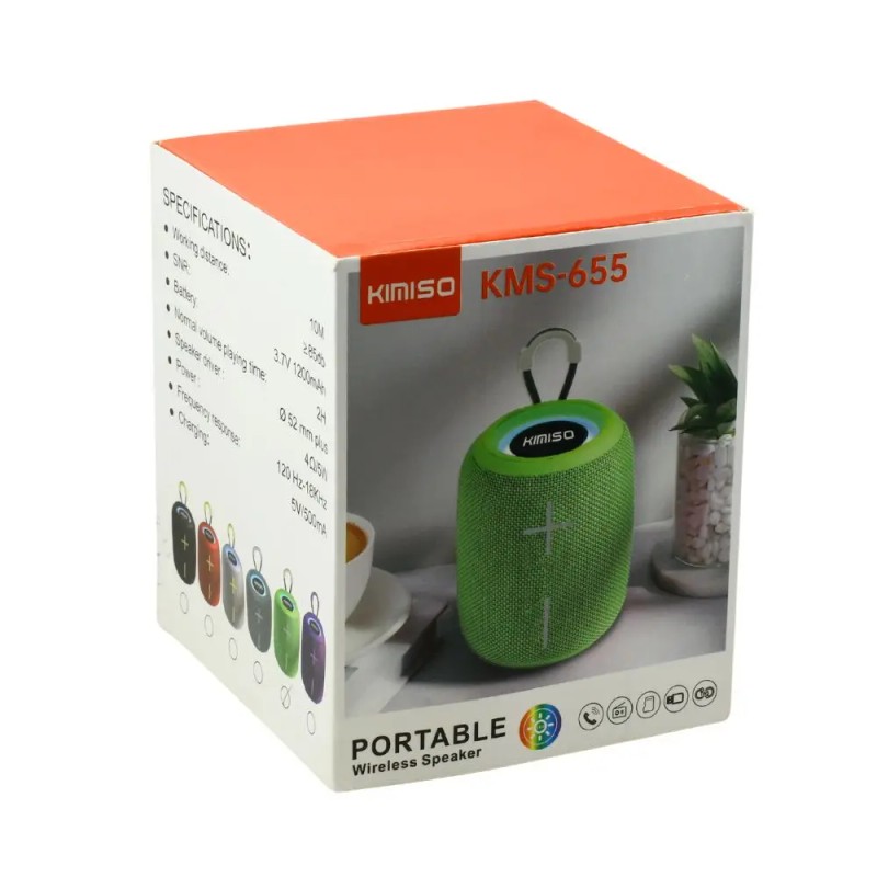 Portable Green Speaker with RGB Lights Multiple Inputs Handle &