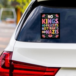 No Kings No Fascists No Nazis Protest Vinyl Sticker, Resist Hate Decal, Anti-Trump, No Kings Liberty Sticker, Resist Fascism Car Bumper Sticker, 6" x 4.5"